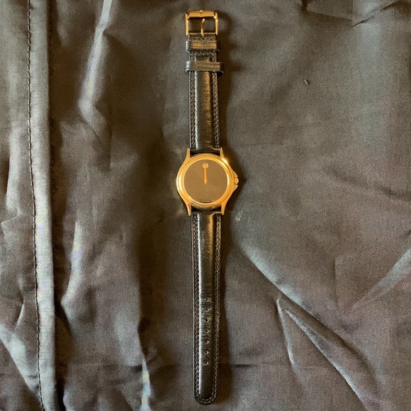 Men’s Gold/Black Movado wrist watch with case - Picture 2 of 8